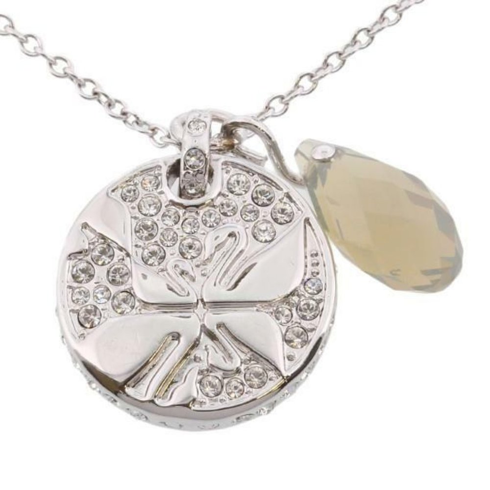 Swarovski Swan Necklace Silver Ivory Rhinestone